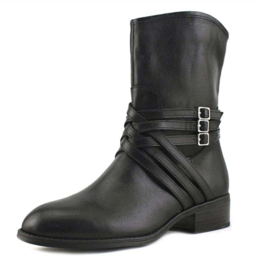 Ralph Lauren Black Leather Maya Ankle Boots